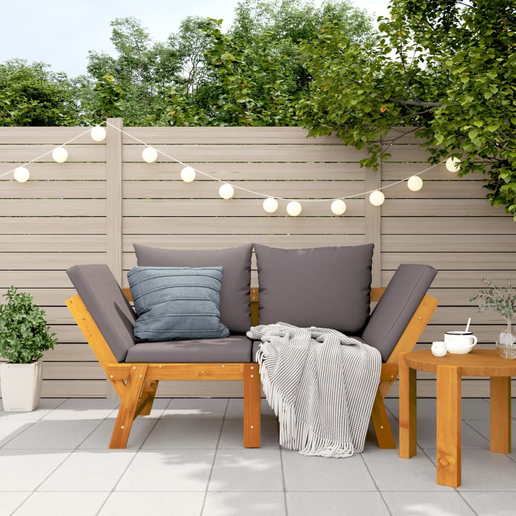 Gartenbank mit Kissen 2-in-1 Massivholz Akazie – Bild 1